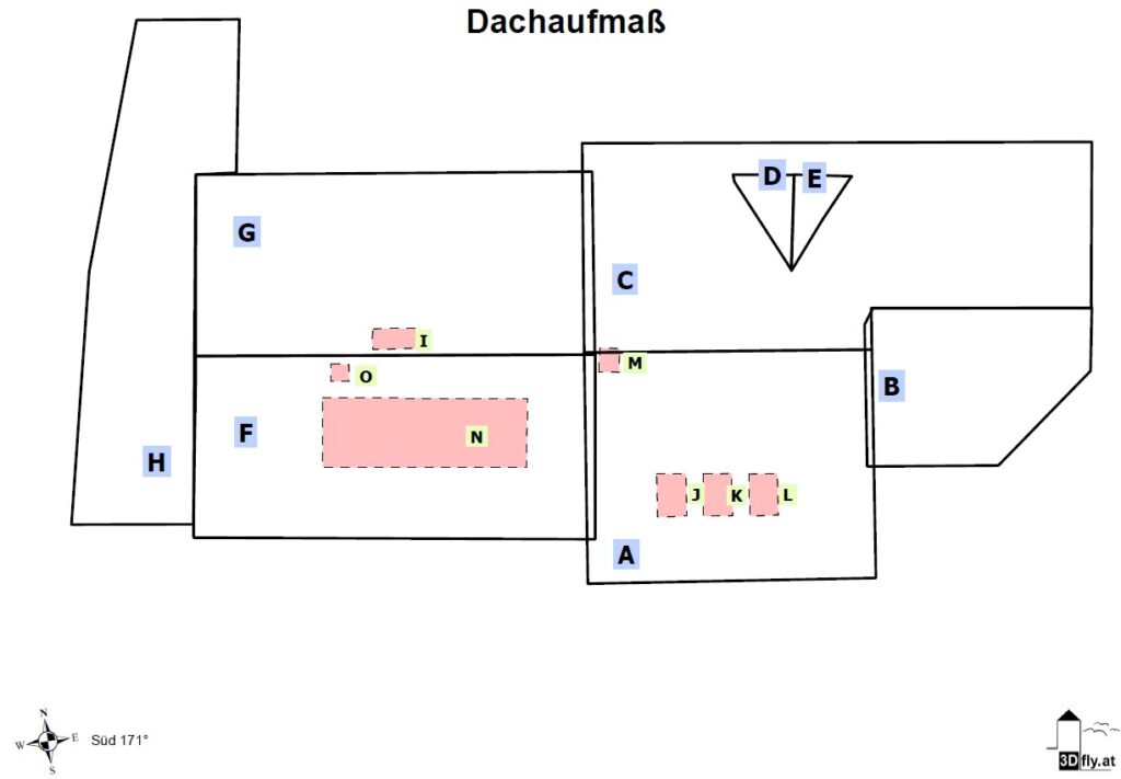 Flächenlabel (Inhaltsdarstellung) für die anschließende Detailanalyse - Blendgutachten