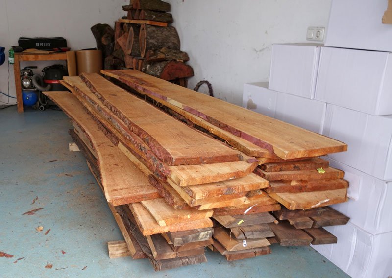 Ausgangsmaterial Lärchenholz mit 35mm Stärke