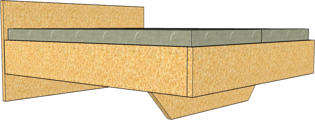 Doppelbett aus Zirbenholz skizziert in Sketchup