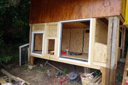 Einbau der Fenster auf der Südseite