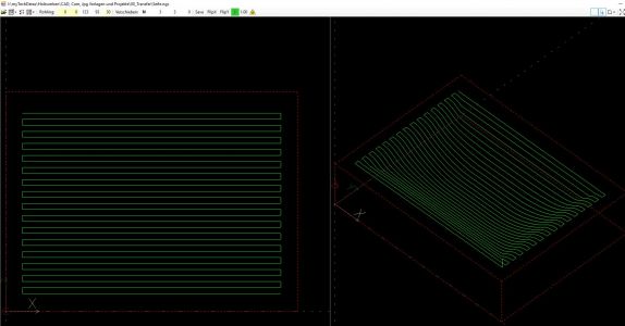 Um die Vertiefung zu bekommen musste ein Werkzeugweg für die CNC Fräse (Solidis) programmiert werden