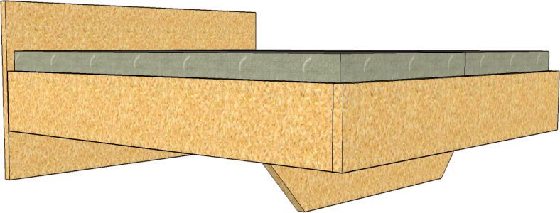 Doppelbett aus Zirbenholz skizziert in Sketchup